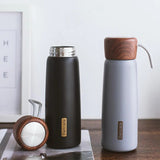 Gourde isotherme inox et bois
