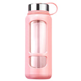 Gourde en verre avec protection 1L rose
