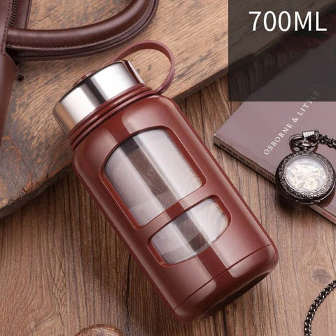 Gourde en verre avec protection 70cL brun