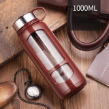 Gourde en verre avec protection 1L Marron