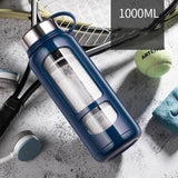 Gourde en verre avec protection 1000mL Bleue