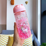 Gourde avec paille pour enfant rose licorne