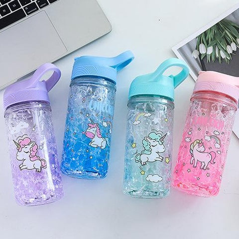 Gourde licorne avec paille pour enfant