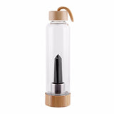 Gourde en verre et bambou obsidienne