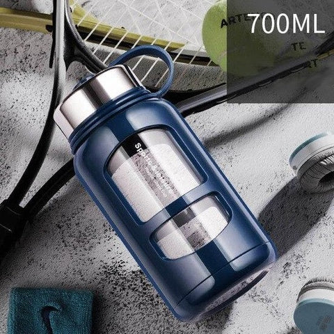 Gourde en verre avec protection 70cL Bleu