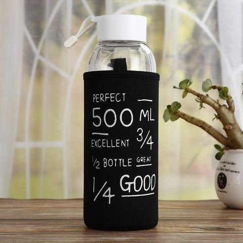 bouteille en verre avec housse