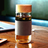 Boiteille en verre et bois