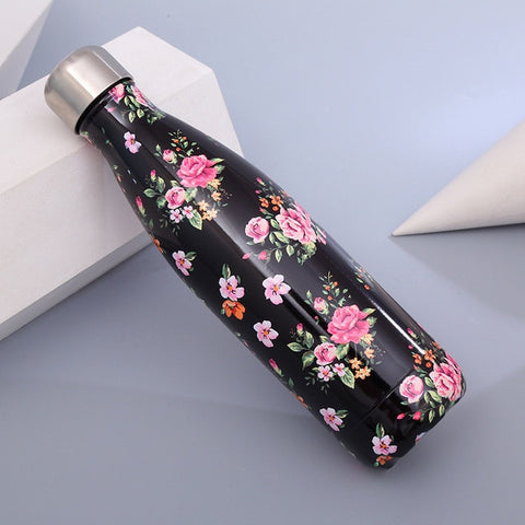 gourde acier inoxydable fleurs